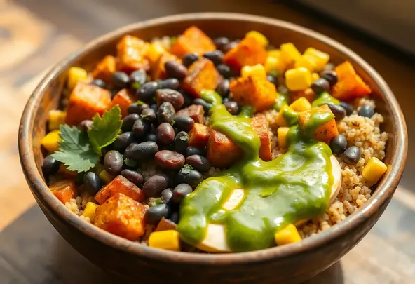 Andes Quinoakom met Zoete Aardappel & Aji Verde Drizzle