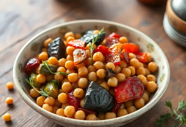 Mediterrane Geroosterde Groenten & Kikkererwten Bowl