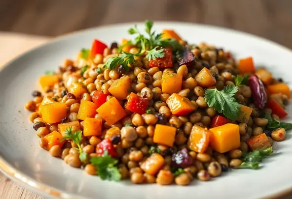 Mediterrane Linzensalade met Geroosterde Groenten