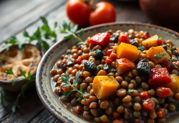 Mediterrane Linzenstoofpot met Geroosterde Groenten | Gezond