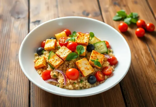 Mediterrane Quinoasalade met Halloumi | Fris & Gezond