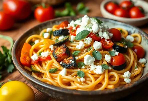 Pasta met Geroosterde Groenten en Feta | Vegetarisch