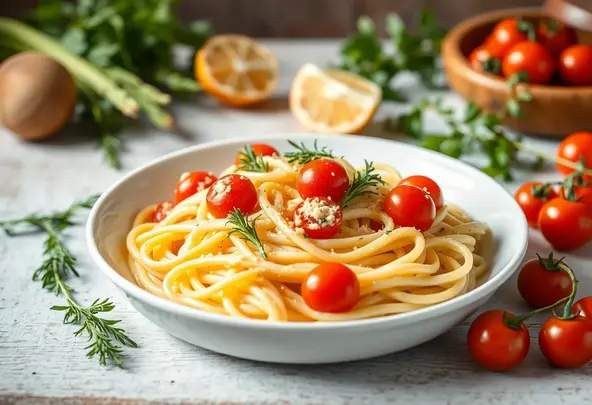 Romige Citroen Knoflook Pasta met Asperges & Tomaten
