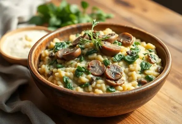 Romige Paddenstoelen-Spinazie Orzotto Recept